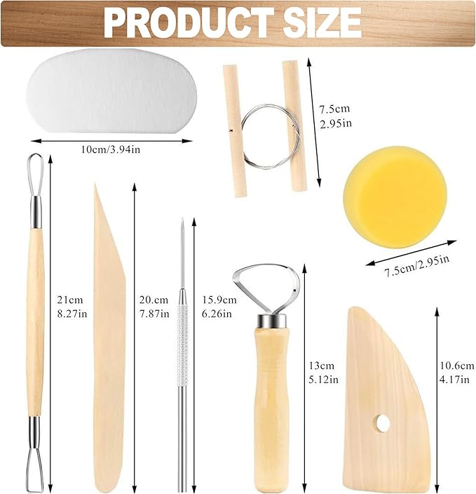 LINPHCEY 8Pcs Clay Sculpting Tools Set Perfect for Polymer Air Dry Modeling Clay Beginners & Professionals Ideal for DIY Pottery & Ceramics Tools for Clay Sculpey Sculpting & Crafting