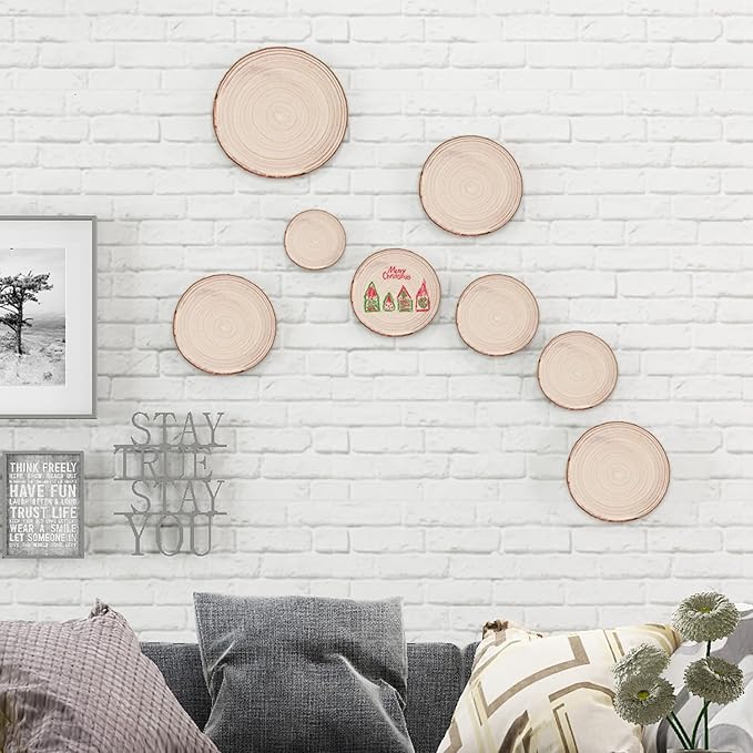 Maputune 8 Pcs 8-9 in Large Unfinished Wood Slices for Centerpieces, Natural Rustic Wooden Plate for DIY Craft, Round Wood Chips for Signage Painting Wedding Party Christmas Decor