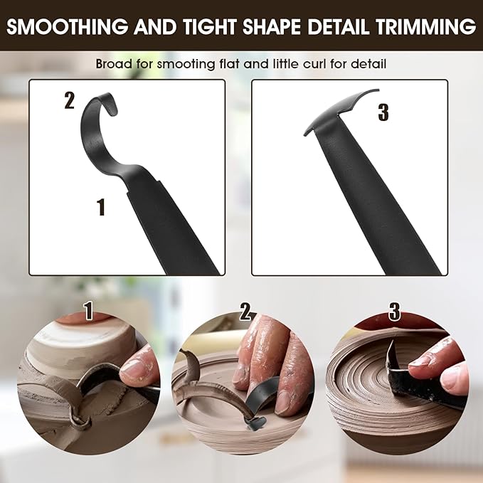Double-Ended Pottery Trimming Tools for Clay and Ceramic Trim, Versatile Sharpened Pottery Tool for Ceramic Trimming Carving Sculpting, Potterys and Clay Artists Supplies