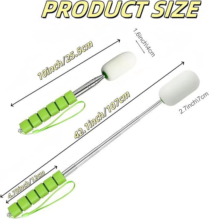 42" Sponge on a Stick for Pottery, 6 Detachable Sponge Heads, Telescoping Ceramic Tool for Removing Water & Shaping Tall/Narrow Vessels, Green Artist Pottery Tool (2 Stick)