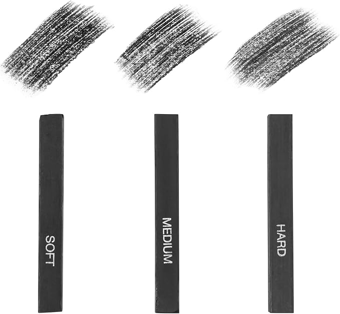 Pacific Arc Compressed Charcoal Sticks Medium 12 Pack for Drawing, Sketching, and Shading