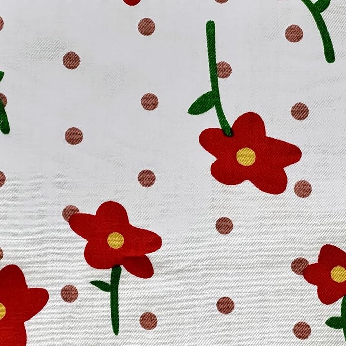 Red Cotton Quilt Fabric Squares 5''x5'', Rose Floral Fabric Bundles Charm Packs for Baby Girls, Quilting Squares for Patchwork and DIY Crafts (42Pcs)