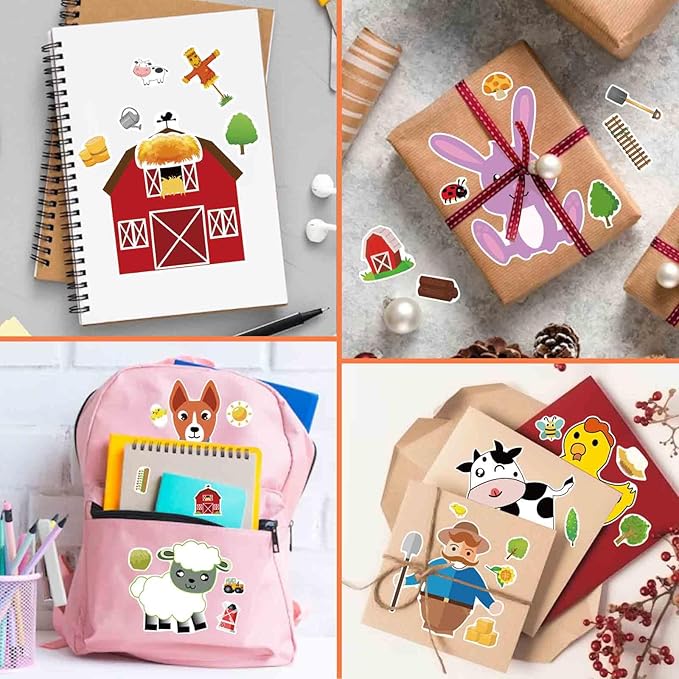 48 Sheets Make Your Own Stickers for Kids, Make a Farm Animal Face Sticker Sheets with Farm and Cute Animals for Kids Birthday Party Favors Supplies Teacher Reward