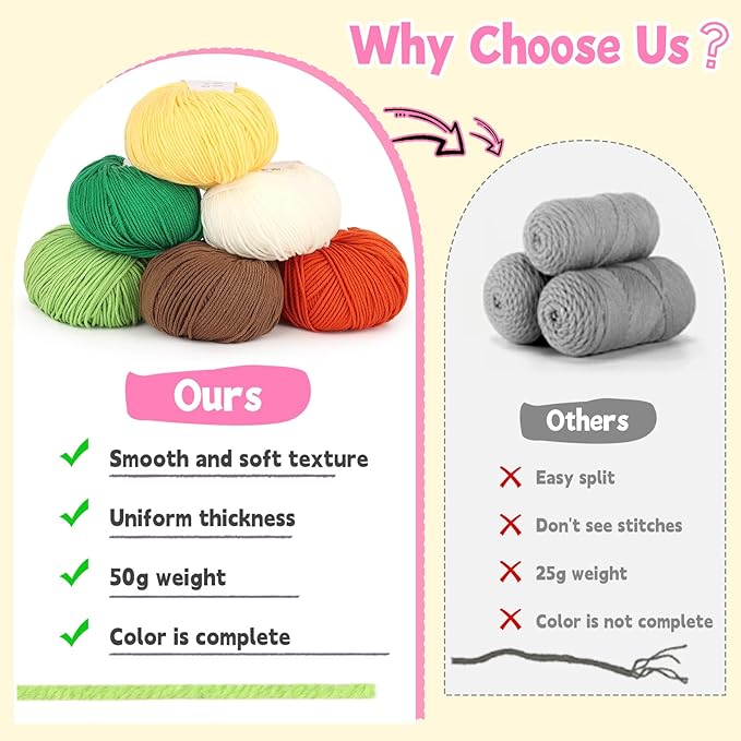 Katech Cotton Yarn for Crocheting-55% Cotton 45% Acrylic-4 Medium (Worsted)-Super Soft Milk Cotton Yarn-Great Crochet and Knitting Starter Kit for Colorful Craft（White）