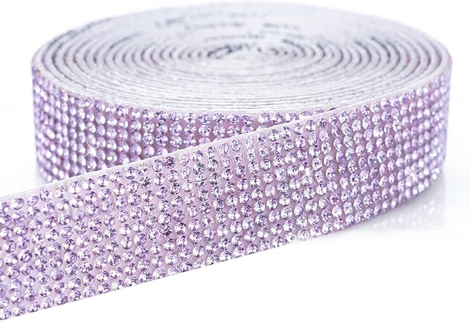 Novani Self Adhesive Rhinestone Ribbon, 0.78 Inch Wide 3 Yards 1 Roll, Purple Crystal Diamond Bling Strips for DIY Crafts, Home Decor, Clothing,Shoes, Car Decoration（Purple）