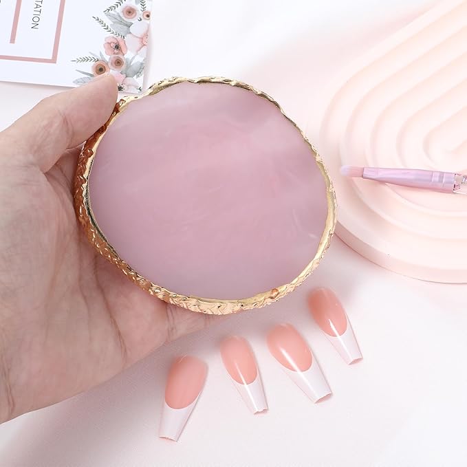 Resin Nail Art Palette, Nail Polish Palette Nail Painting Mixed Color Palette Gilded Edge Nail Art Color Mixing Tray DIY Nail Gel Makeup Display Board Pallet for Nail Art