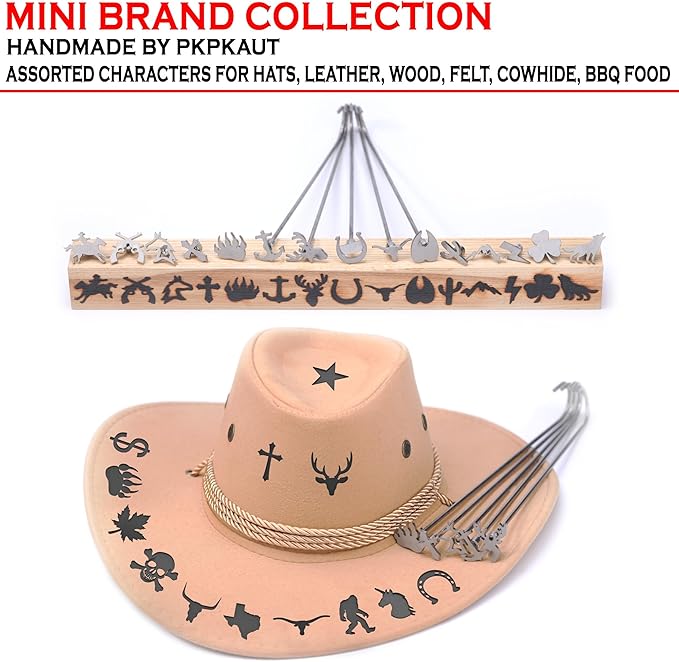 2Pcs Mini 3/4" & 1" Branding Irons, ZIA Sun Custom Wood Branding Iron Personalized for Wood Working, Leather Hats, Felt, Cowhide, BBQ & Bread Logo, Steak Branding Iron for Food (150#)