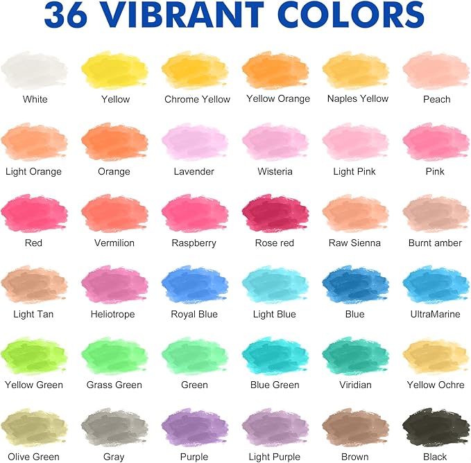 GOTIDEAL Watercolor Paint Set,36 Colors Washable Water Color Paints with Brush,Non Toxic Watercolor Cake Set for Artist, Students,Beginners,Travel Portable Palette