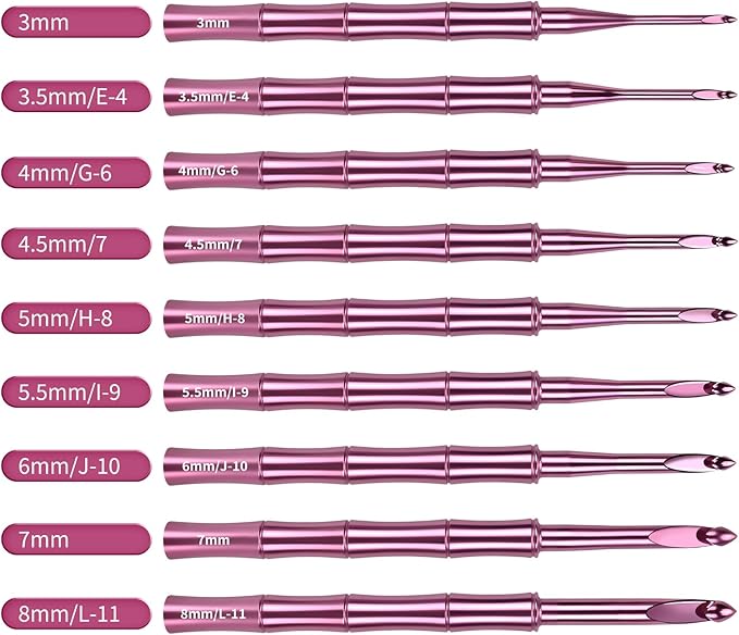SoosuiCrochet Hooks, 9-Piece Crochet Hook Set 3mm–8mm, Ergonomic Crochet Hook Set, Long Crochet Hooks, Smooth and Lightweight Knitting Tools, Perfect for Yarn Crafts.
