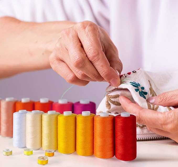 ilauke 72 Pcs Sewing Thread 700 Yards, 36 Colors Prewound Bobbins Thread for Sewing, Polyester Sewing Machine Threads for Brother Singer Janome with Sewing Supplies