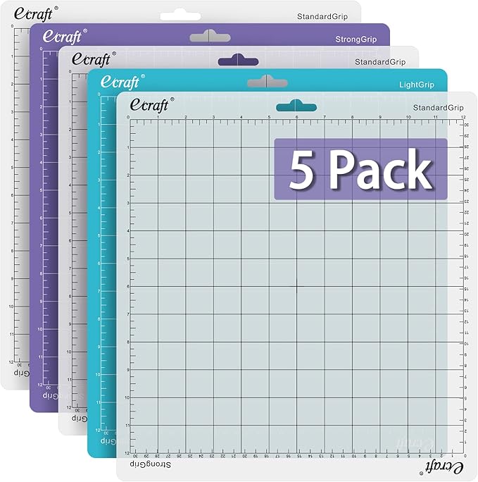 Ecraft Cutting Mat for Silhouette Cameo 5/4/3/2/1: 12X12inch Include one StrongGrip&Three StandardGrip&One LightGrip Cutting Mat Perfect for Silhouette Cameo Replacement for Crafts、Sewing and All Arts