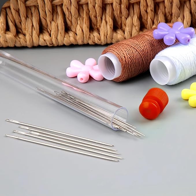 DTDNZKN 60 PCS Large Eye Hand Sewing Needles Set - 3 Sizes Leather Embroidery Thread Needles, Stainless Steel Hand Quilting Needles with Threader - Ideal for Hand Sewing, Art, and Crafts
