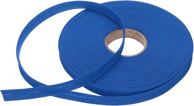 MECCANIXITY 1/2 Inch Single Fold Bias Tape Polyester Continuous Bulk Bias Tape for Sewing,Seaming Quilting Hemming Binding Crafts (Bright Blue 25 Yards)