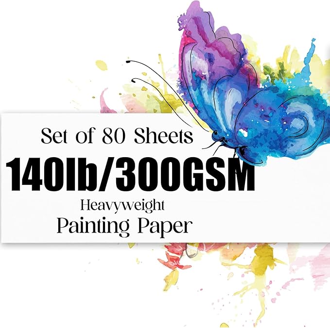 Watercolor Paper 3x7 inches 80 Sheets,Heavyweight Artist Paper 140lb/300GSM Cold Press Natural Cotton Paper for Students Artists Watercolor Drawing