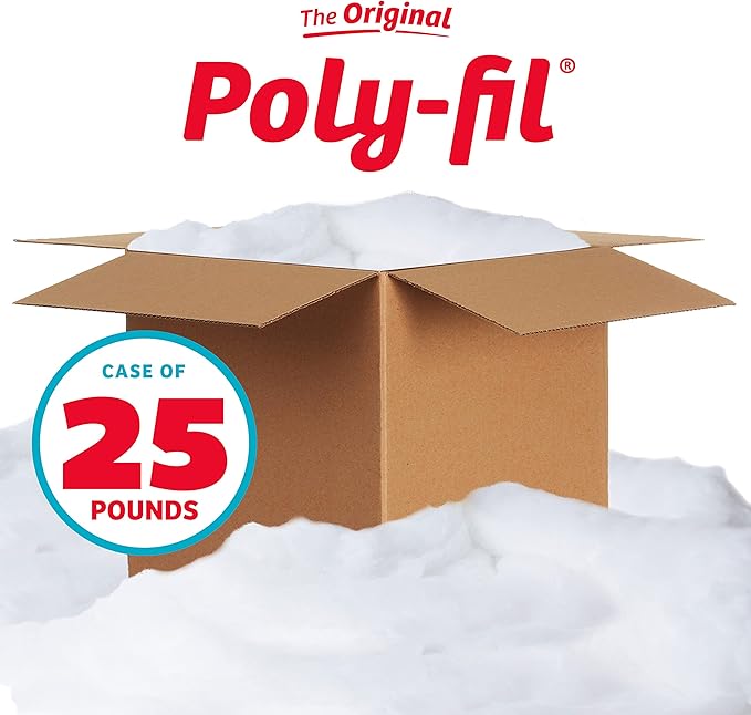 Fairfield The Original Poly-Fil, Premium Polyester Fiber Fill, Soft Pillow Filler, Stuffing for Stuffed Animals, Toys, Cloud Decorations, and More, Machine-Washable, 25-pound Box