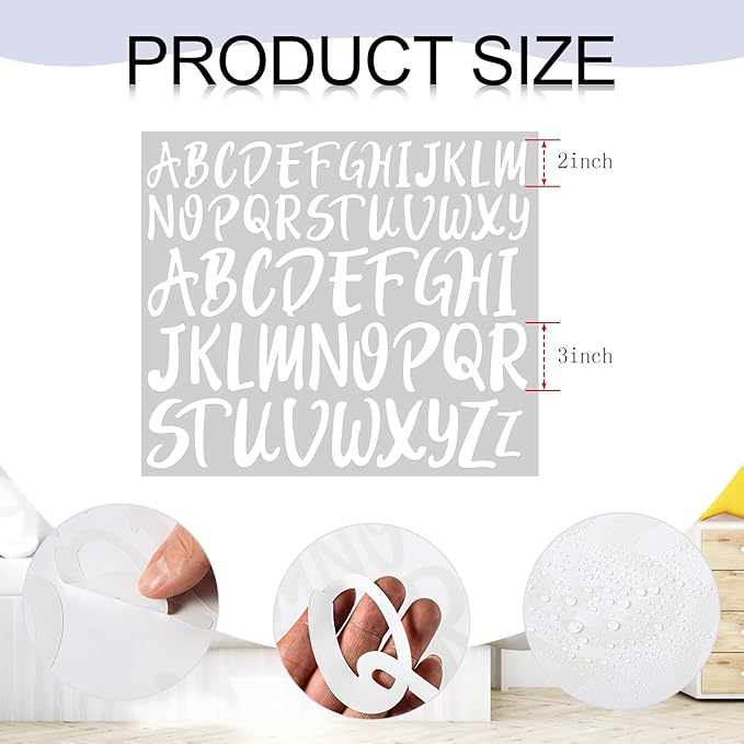TaoBary 416 Pcs Christmas Letter Stickers 8 Sheets Alphabet Stickers 2 Size Vinyl Cursive Self-Adhesive Letter Personalized Decor for Scrapbooking Water Bottle Christmas Craft(2'', 3'',White)