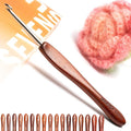 SEVENSUN Mimosa 5mm Single Crochet Hook, Available in 0.6mm-6.5mm, Ergonomic Hand Polished Stainless Steel Inline Pointy Wood Handle Crochet Hook for Arthritic Hands, Mother's Day Gifts for Mom