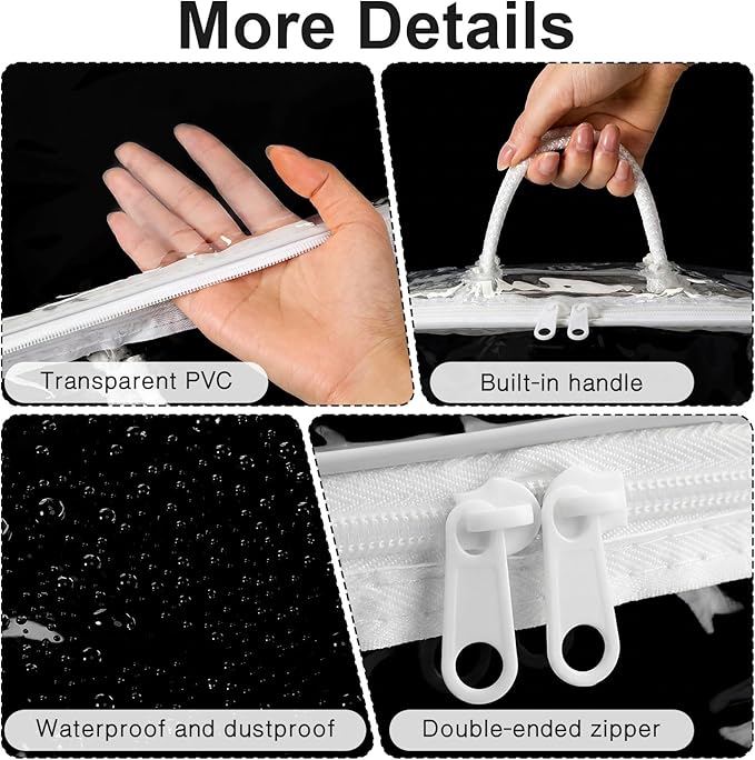 Shinylin 10 Pack Clear Yarn Storage Bags Bulk, 12 x 16 x 4 Inches Yarn Storage Organizer Tote Bag for Knitting Needles Crochet Hooks Wool Balls and Unfinished Project (White)