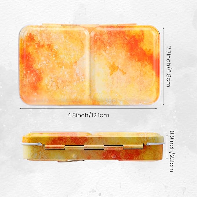 Watercolor Palette Empty with 14PCS Watercolor Half Pans - Sturdy Metal Empty Watercolor Palette Tin - Suitable for Gouache, Watercolor, Acrylic Painting