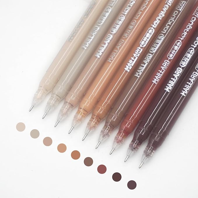 Gel Pens with Fine Point 0.6mm, 9 Colors Drawing Pencils for Adult Coloring Books Smooth Writing Pen Set for Journaling(Maillard)