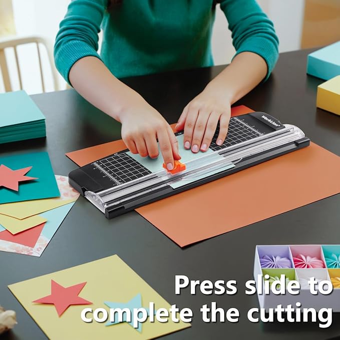 WORKLION Small Paper Trimmer, Portable Paper Cutter for Label, Origami, Card, Photo, Coupon, Scrapbook, Cardstock, Laminated Paper, and Craft Project