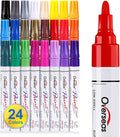 Overseas Paint Marker Pens - 24 Colors Permanent Oil Based Paint Markers, Medium Tip, Quick Dry and Waterproof Assorted Color Paint Pen for Metal, Wood, Plastic, Stone, Mugs, Canvas, Glass, Art Craft