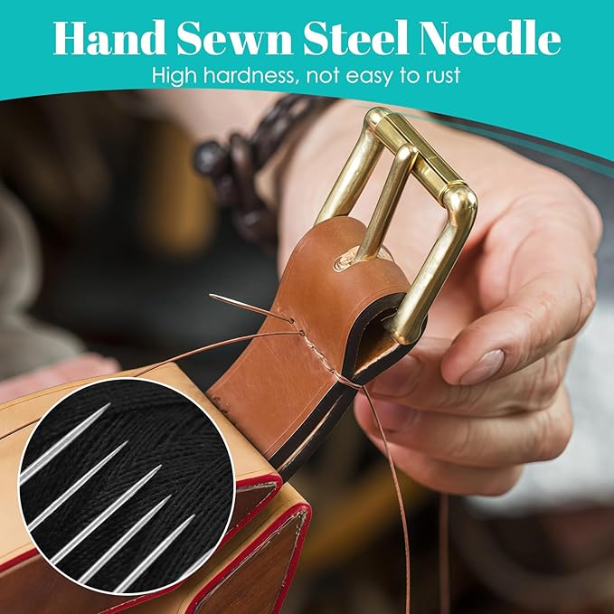 37PCS Big Eye Steel Sewing Needles Kit, Stainless Steel Sewing Needle for Hand Sewing, Big Eye Steel Needles Set, Long & Thin Handmade Quilting & Sewing Needles Kit for DIY Sewing