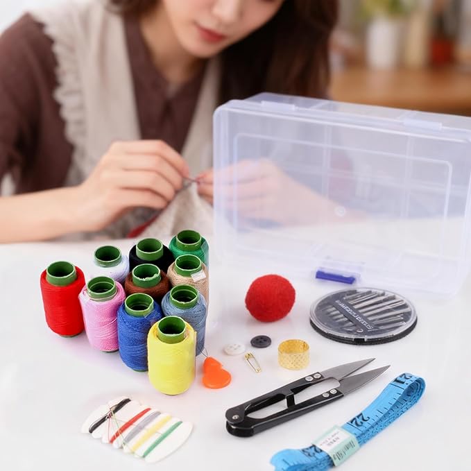 OGNWFUNK 41PCS Big Eye Steel Sewing Tool Set – Needle and Thread Repair Kit with Threader, Stainless Steel Hand Sewing Needles, Practical Sewing Kit for Adults, Home, DIY, and Travel Use
