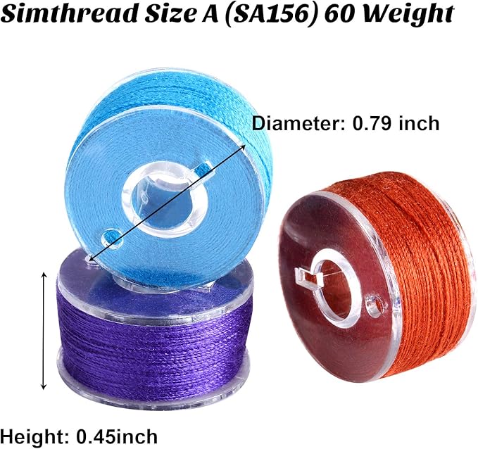 144 Pieces Prewound Bobbins Sewing Thread Bobbins Compatible with Brother/Babylock/Janome/Elna/Singer Embroidery Machine, Size A (24 Colors)