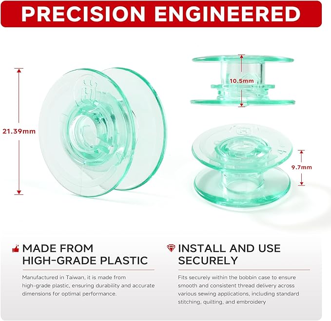 12pcs Plastic Bobbins fits Husqvarna Sewing Machine – Precision Fit, Strong and Long-Lasting Sewing Machine Accessories and Supplies for Seamless Stitching