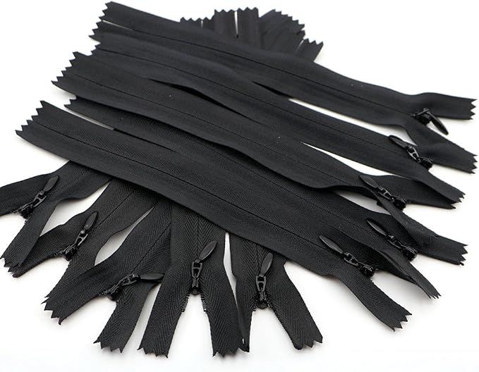 Leekayer 3# 9 Inch Invisible Zipper for DIY Tailor Sewing Craft 22.86CM Closed End Black Nylon Zippers Bulk 10 PCS/Pack (Black,9")