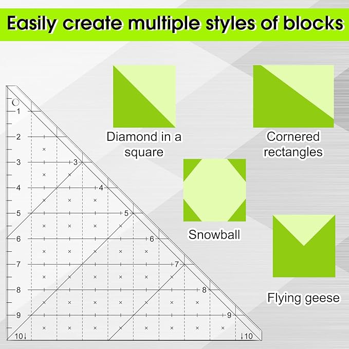 2 Pieces Folded Corner Ruler Acrylic Folded Corner Clipper Tool Simplicity 45 Degree Triangle Ruler and Quilting Template for Sewing Cutting Cutter Tools, Transparent