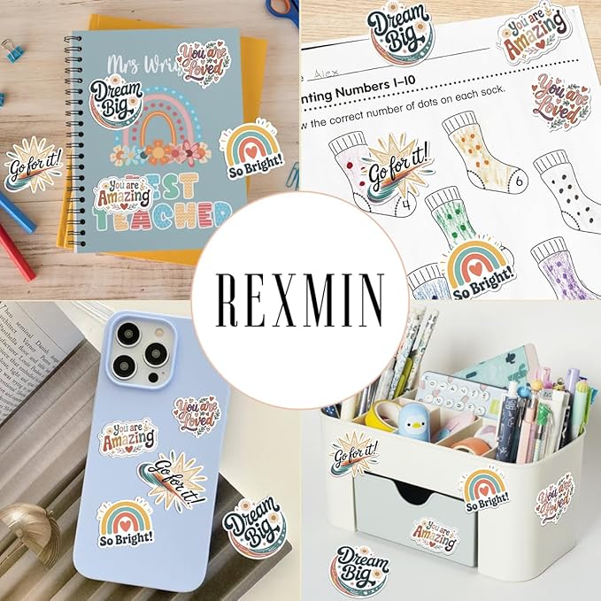 80PCS Boho Motivational Stickers - 5 Sheets Positive Encouragement Stickers, Motivational Reward Stickers for Kids, Teacher, Designs for Planners, Water Bottles, Scrapbooks, Reward Charts, Classroom