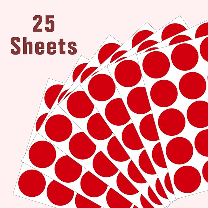 1.5" Round Colored Removable Stickers Labels - Red,Pack of 500