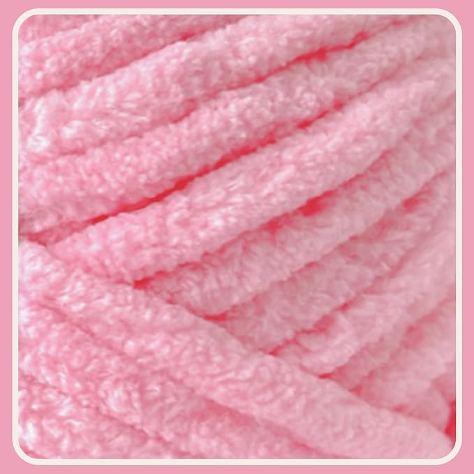 Soft Velvet Yarn Chenille Yarn for Crocheting and Knitting – Bulky (93 Yards/100g) - Polyester - Yarn for Blanket Amigurumi Weaving Crafts (Pink, 2 Pack)