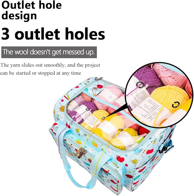 Weabetfu Large Crochet Bag Knitting Bags and Totes Organizer Huge Yarn Bag Storage for Crocheting Knitter,Crochet Hooks,Knitting Needles Kit,Supplies,Yarn - Ideal Crochet & Knitting Gift(Green)