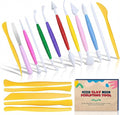 DUGATO Clay Sculpting Tools (17pc Set) - Double-Sided Plastic Modeling Kit for Polymer Clay, Pottery, Fondant & Cake Decorating - Art & Craft Supplies for Beginners & Artists