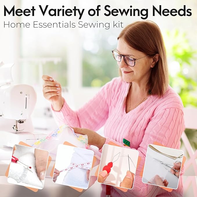 Coquimbo Sewing Kit for Adults, Kids, Beginner, Home, Traveler, Emergency, Portable Sewing Supplies Contains Soft Tape Measure, Scissors, Thimble, Thread, Sewing Needles etc (White, M)