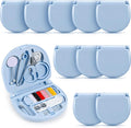 Yuxung 10 Pcs Mini Travel Sewing Kit Portable Emergency Repair Kit Mini Sewing Box with Threads Scissors Needles DIY Supplies for Beginner Traveler Hotel Charity(Light Blue)