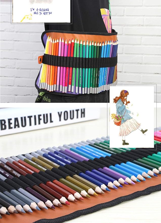 Watercolor Pencils Set, 48 Assorted Colors Artist Colored Pencils for Adults, Premium Art Drawing Pencils with Canvas Travel Wrap