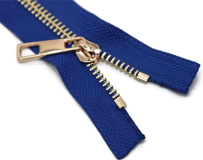 #5 Gold Metal Zipper - 50+ Colors - 3 PCS - (4-14 inches) Sizes - Luxury Lightweight Handcraft Metal Zippers with pulls for Purses Bags Pockets Shoes Sewing & Crafts DIY ZP02419