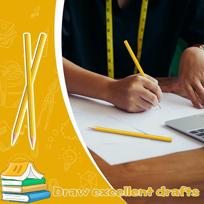 24 PCS Yellow Colored Pencils, Pre-sharpened Professional Wooden Art Pencils Set for Artists Painting | Premium Drawing Sketching Supplies (Yellow)