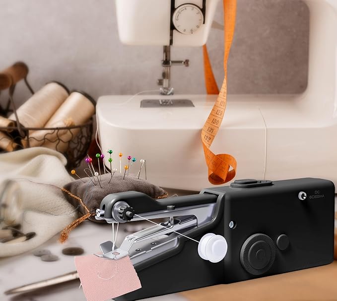 ALIBBON Handheld Sewing Machine for Beginners Portable Electric Mini Sewing Machine with Accessory Kit Small Hand Stitching Machine for DIY Clothes Home Travel Sewing Kit for Adults (Black)