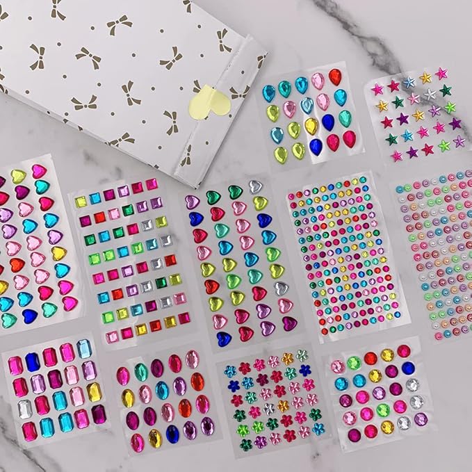 586pcs Jewels Stickers Gem Stickers Rhinestone for Crafts Sticker Gems Self Adhesive Bling Jewels