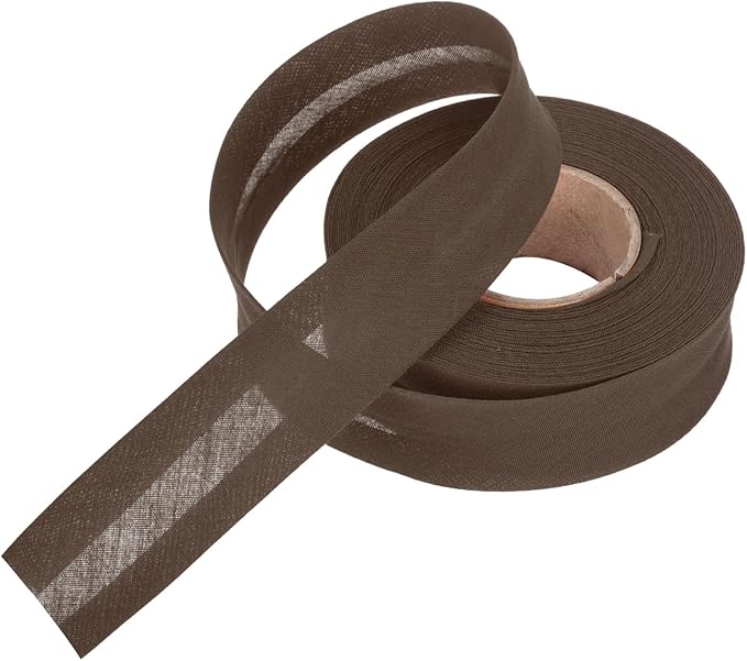 MECCANIXITY 1 Inch Single Fold Bias Tape Polyester Continuous Bulk Bias Tape for Sewing,Seaming Quilting Hemming Binding Crafts (Brown 10 Yards)