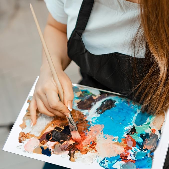 Nuanchu 1 Pcs 9 x 12 Inches White Tempered Glass Palette for Oil Painting Keeps Wet Paint Fresh Scratch Resistant Easy Clean up for Palette Artist Supplies DIY Color Mixing