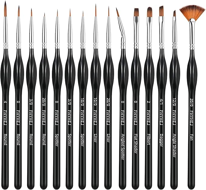 15PCS Detail Paint Brushes Set,Miniature Paint Brushes for Fine Detailing, Art Painting, Micro Detail Paint Brush for Acrylics,Oils, Watercolors,Paint by Number,Models,Face, Nail,Craft,Figurine