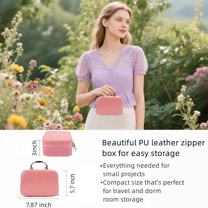 MaryLavender Sewing Kit Portable Sewing Supplies Accessories Box with Thread, Needles, Scissors
