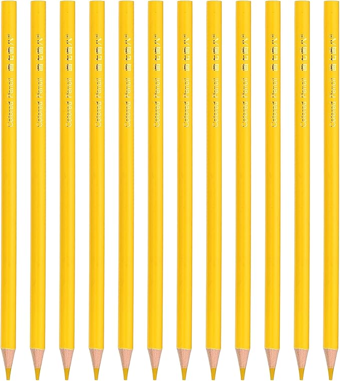 PATIKIL Lemon Colored Pencils Set,12 Pcs Oil Color Pencils Wooden Coloring Drawing Pencil for Artists Art Painting