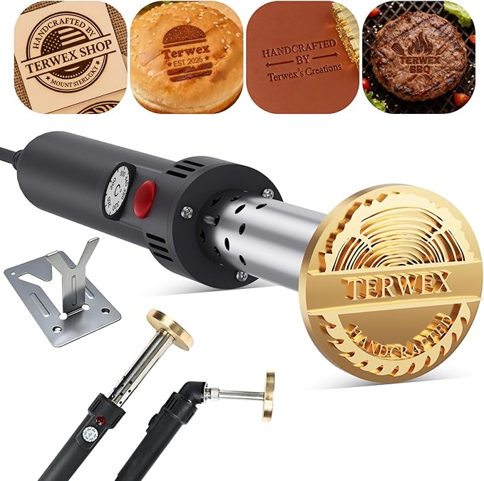 Custom Electric Branding Iron for Wood, Temperature-Controlled Wood Branding Irons Personalized Metal Burning Stamp, Unique Logo Branding Iron for Food Leather, Woodworking Tools & Accessories